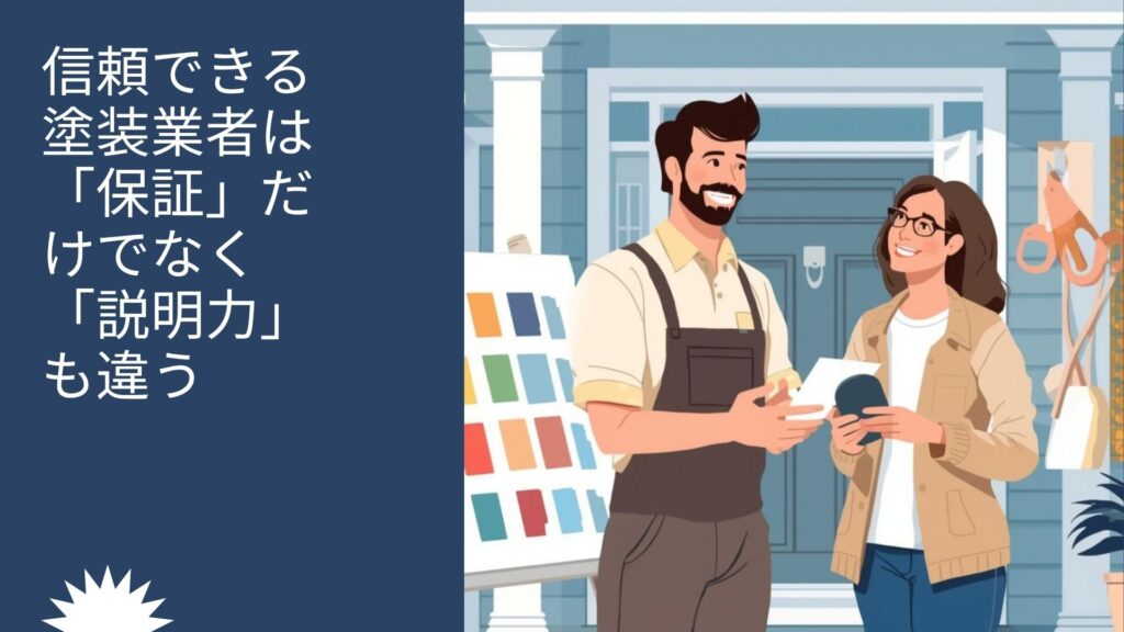 信頼できる塗装業者は「保証」だけでなく「説明力」も違う