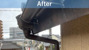 新潟市中央区幸町 H様邸:雨どい部分修繕工事:集水器に集まらない雨水の事例