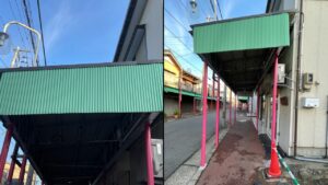 新潟市中央区沼垂商店街のアーケードの塗替え工事をご依頼いただきました