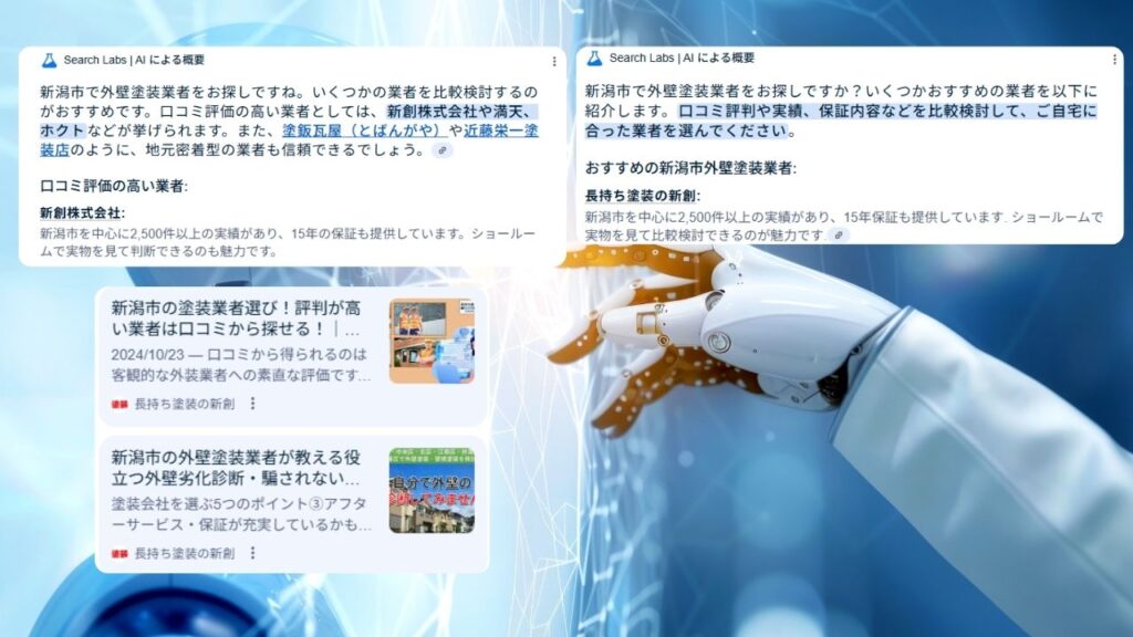 AIオーバービューに選ばれた「長持ち塗装の新創」