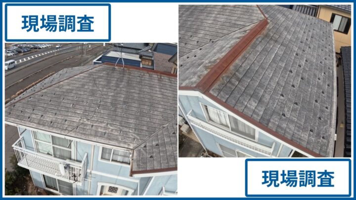屋根材と棟部分の現場調査