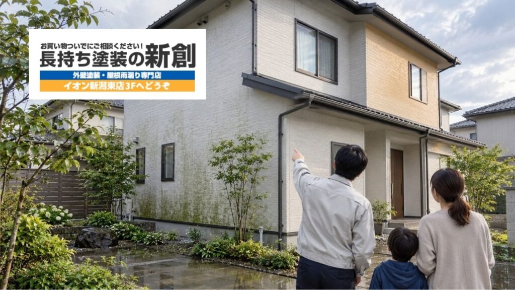 新潟市江南区の外壁塗装|コケ・色あせの診断と施工事例・費用の確認点